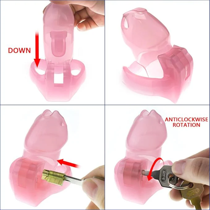Pink Chastity Cage With Rings - Image 3